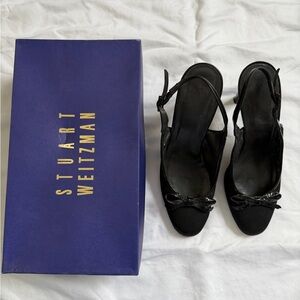 Stuart Weitzman Vintage Bocasling Black Slingback Heels